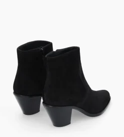 Bottine western zippée - Jane 7 - Cuir velours - Noir