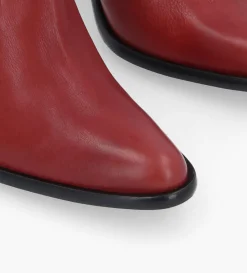 Bottine western zippée - Jane 9 - Cuir lisse - Rouge