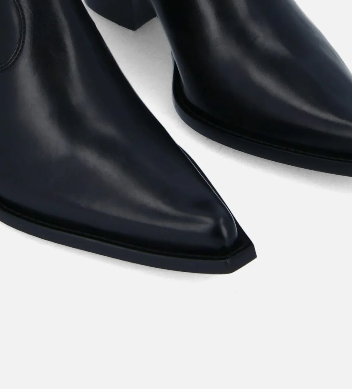 Bottine western zippée à talon - Sadie 50 - Cuir de veau lisse brillant - Noir