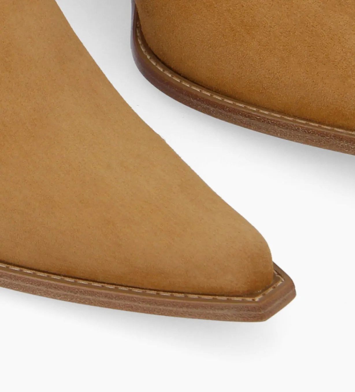 Bottine western zippée à talon - Sadie 50 - Cuir velours - Biscuit