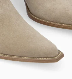 Bottine western zippée à talon - Sadie 50 - Cuir velours - Grège