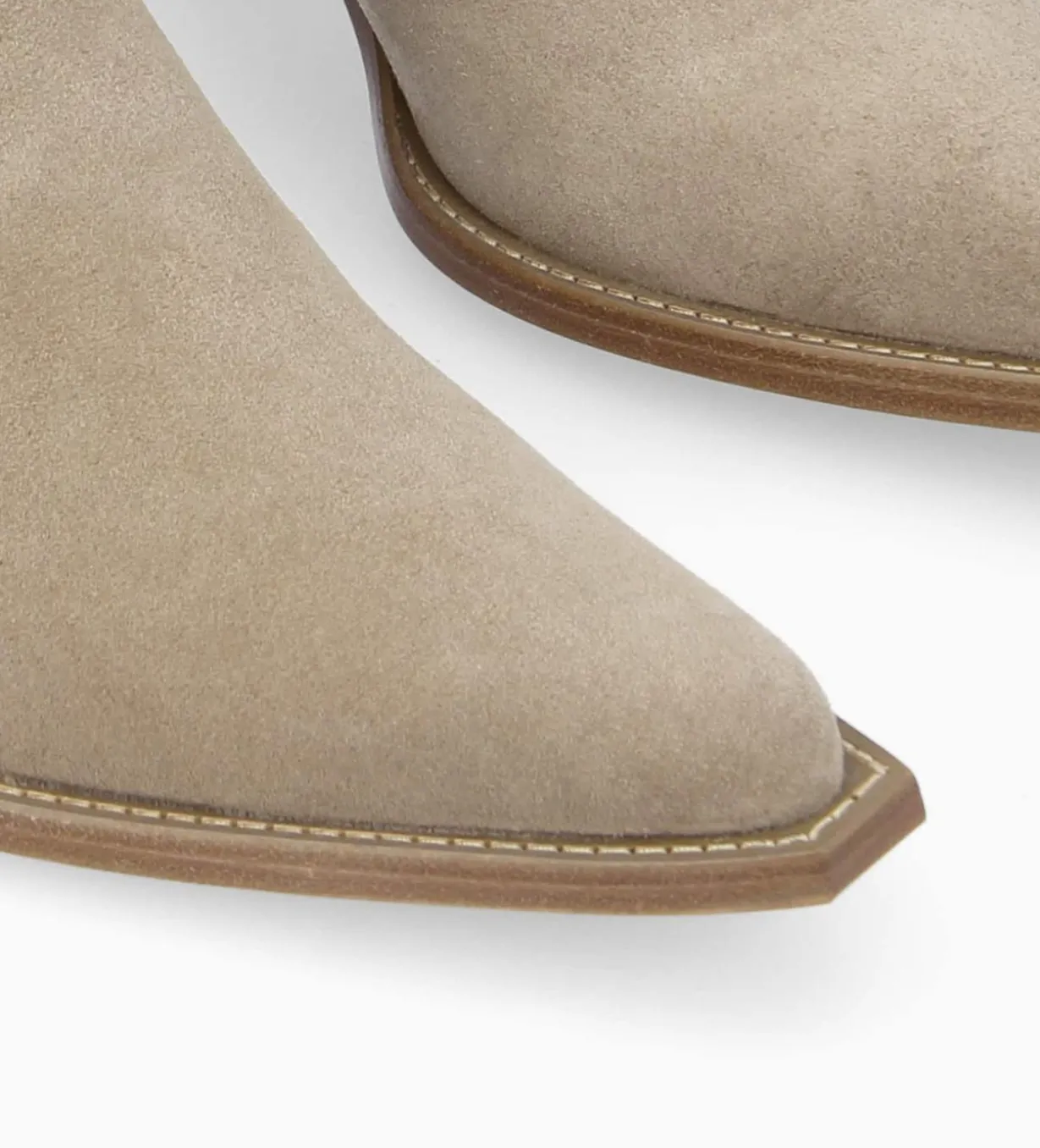 Bottine western zippée à talon - Sadie 50 - Cuir velours - Grège