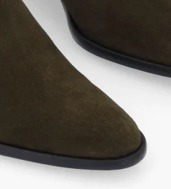 Bottine western zippée à talon - Jane 5 - Cuir velours - Kaki