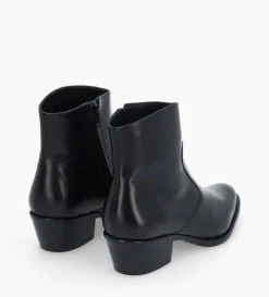 Bottine western zippée à talon - Jane 5 - Cuir lisse - Noir