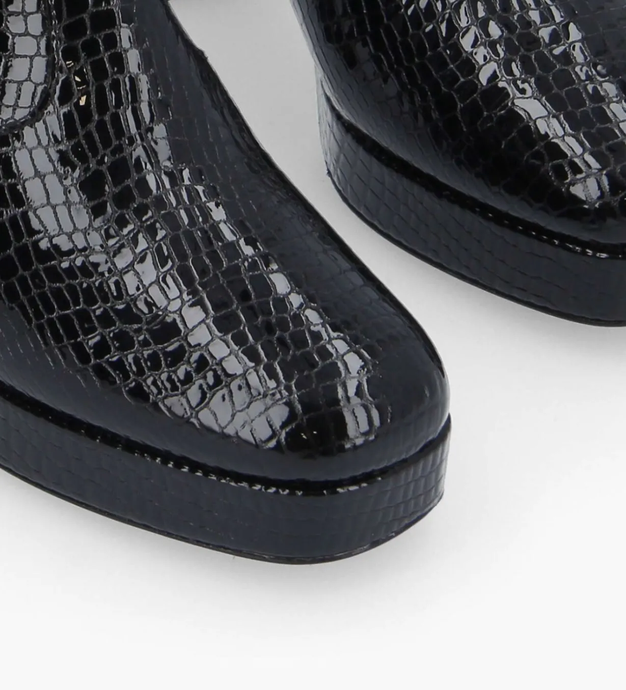 Bottine zippée - Carlotta - Cuir verni imprimé serpent - Noir