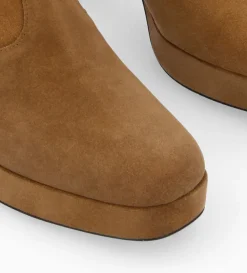 Bottine zippée à talon - Carlotta 70 - Cuir velours - Brun