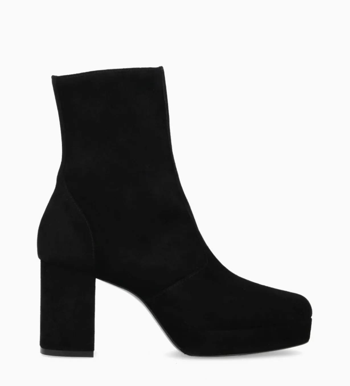 Bottine zippée à talon - Carlotta 70 - Cuir velours - Noir