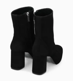 Bottine zippée à talon - Carlotta 70 - Cuir velours - Noir