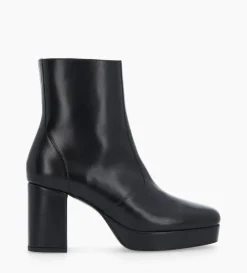 Bottine zippée à talon - Carlotta 70 - Cuir lisse - Noir