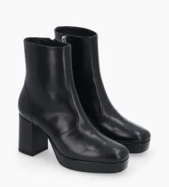 Bottine zippée à talon - Carlotta 70 - Cuir lisse - Noir