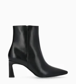 Bottine zippée à talon - Cathleen 65 - Cuir de veau lisse brillant - Noir