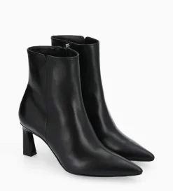 Bottine zippée à talon - Cathleen 65 - Cuir de veau lisse brillant - Noir