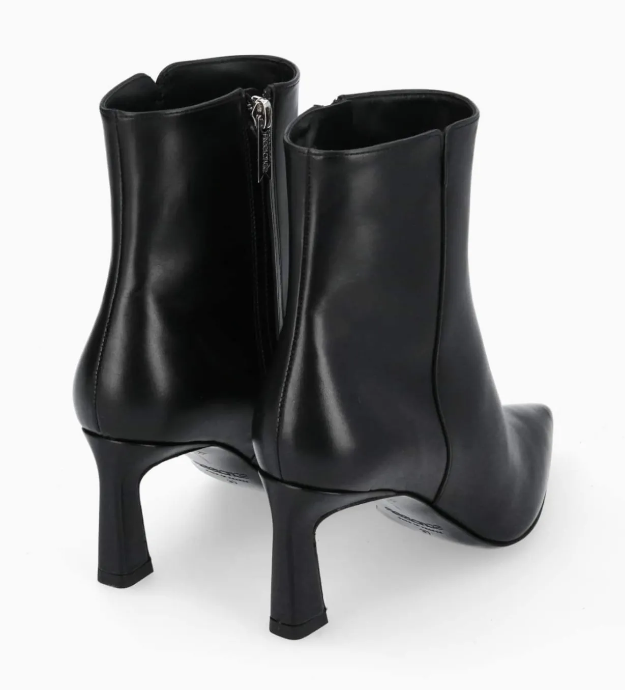 Bottine zippée à talon - Cathleen 65 - Cuir de veau lisse brillant - Noir