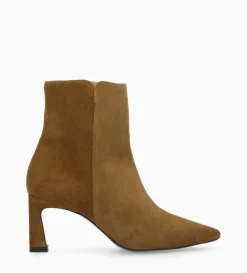 Bottine zippée à talon - Cathleen 65 - Cuir velours - Sienna