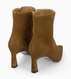 Bottine zippée à talon - Cathleen 65 - Cuir velours - Sienna