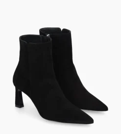 Bottine zippée à talon - Cathleen 65 - Cuir velours - Noir