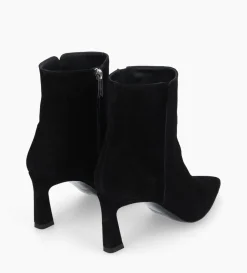 Bottine zippée à talon - Cathleen 65 - Cuir velours - Noir