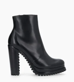 Bottine zippée à talon - Lery 7 - Cuir lisse - Noir