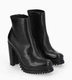 Bottine zippée à talon - Lery 7 - Cuir lisse - Noir