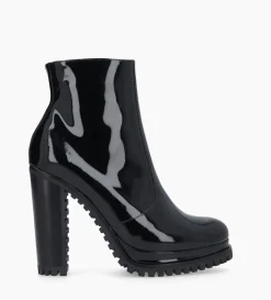 Bottine zippée à talon - Lery 7 - Cuir vernis - Noir