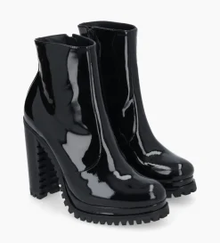 Bottine zippée à talon - Lery 7 - Cuir vernis - Noir