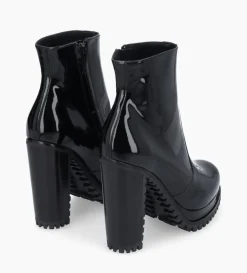 Bottine zippée à talon - Lery 7 - Cuir vernis - Noir