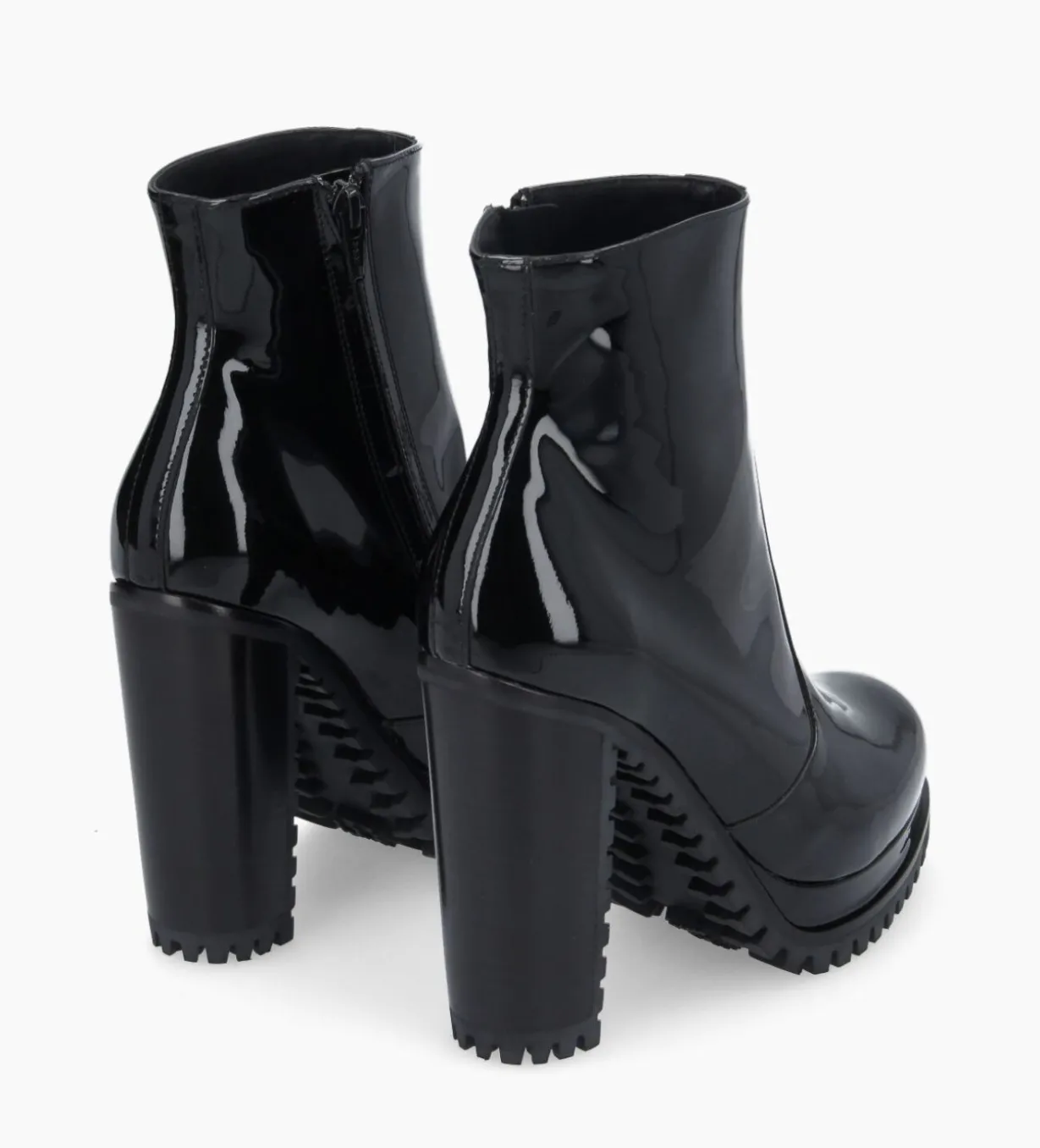 Bottine zippée à talon - Lery 7 - Cuir vernis - Noir