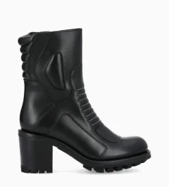 Bottine zippée à talon - Louise 70 - Cuir lisse - Noir