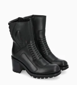 Bottine zippée à talon - Louise 70 - Cuir lisse - Noir