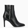 Bottine zippée à talon - Steffy 85 - Cuir de veau lisse brillant - Noir