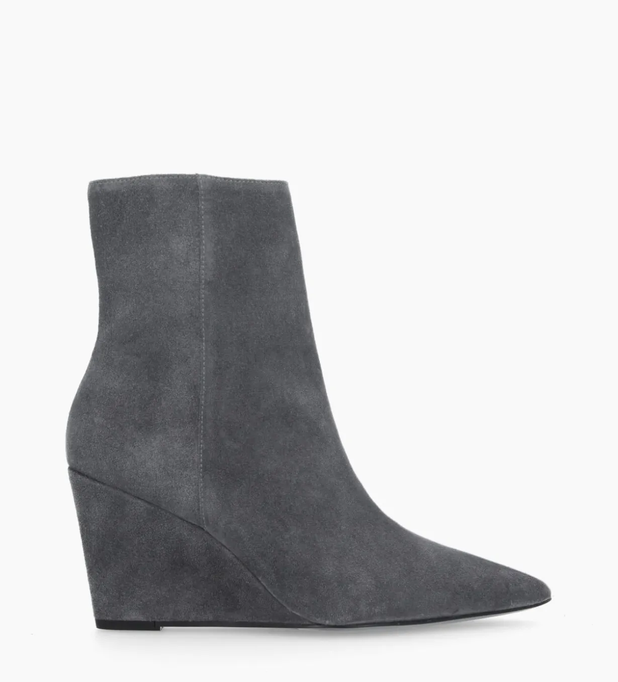 Bottine zippée à talon compensé - Florence 70 - Cuir velours - Stone