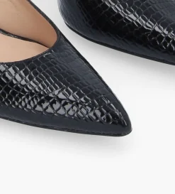 Escarpin à bout pointu - Forel 70 - Cuir verni imprimé serpent - Noir
