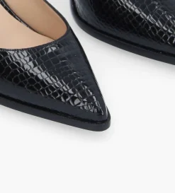 Escarpin à bout pointu - Jamie 70 - Cuir verni imprimé serpent - Noir