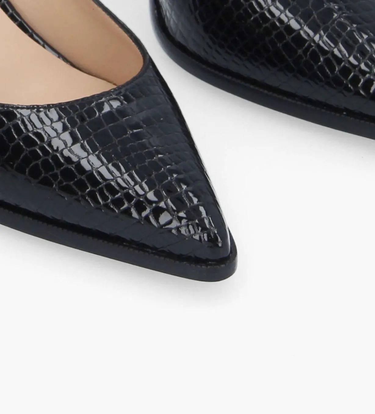 Escarpin à bout pointu - Jamie 70 - Cuir verni imprimé serpent - Noir