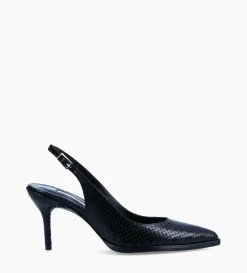 Escarpin à bride arrière - Jamie 70 - Cuir imprimé python - Noir