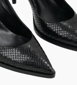 Escarpin à bride arrière - Jamie 70 - Cuir imprimé python - Noir