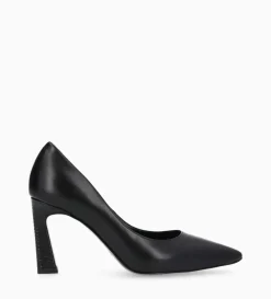 Escarpin à talon à bout pointu - Iris 85 - Cuir de veau lisse/Cuir imprimé serpent - Noir