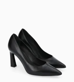 Escarpin à talon à bout pointu - Iris 85 - Cuir de veau lisse/Cuir imprimé serpent - Noir