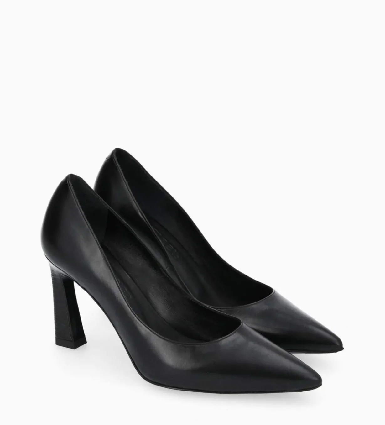 Escarpin à talon à bout pointu - Iris 85 - Cuir de veau lisse/Cuir imprimé serpent - Noir