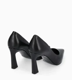 Escarpin à talon à bout pointu - Iris 85 - Cuir de veau lisse/Cuir imprimé serpent - Noir