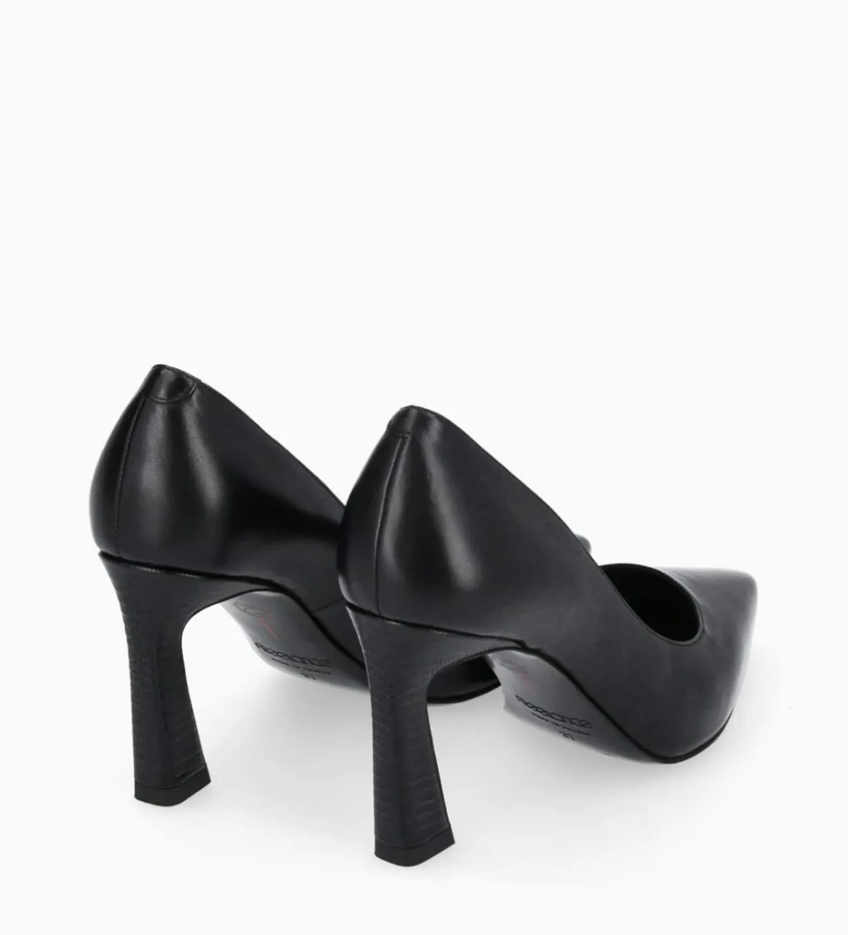 Escarpin à talon à bout pointu - Iris 85 - Cuir de veau lisse/Cuir imprimé serpent - Noir