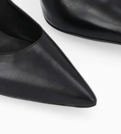 Escarpin à talon à bout pointu - Iris 85 - Cuir de veau lisse/Cuir imprimé serpent - Noir