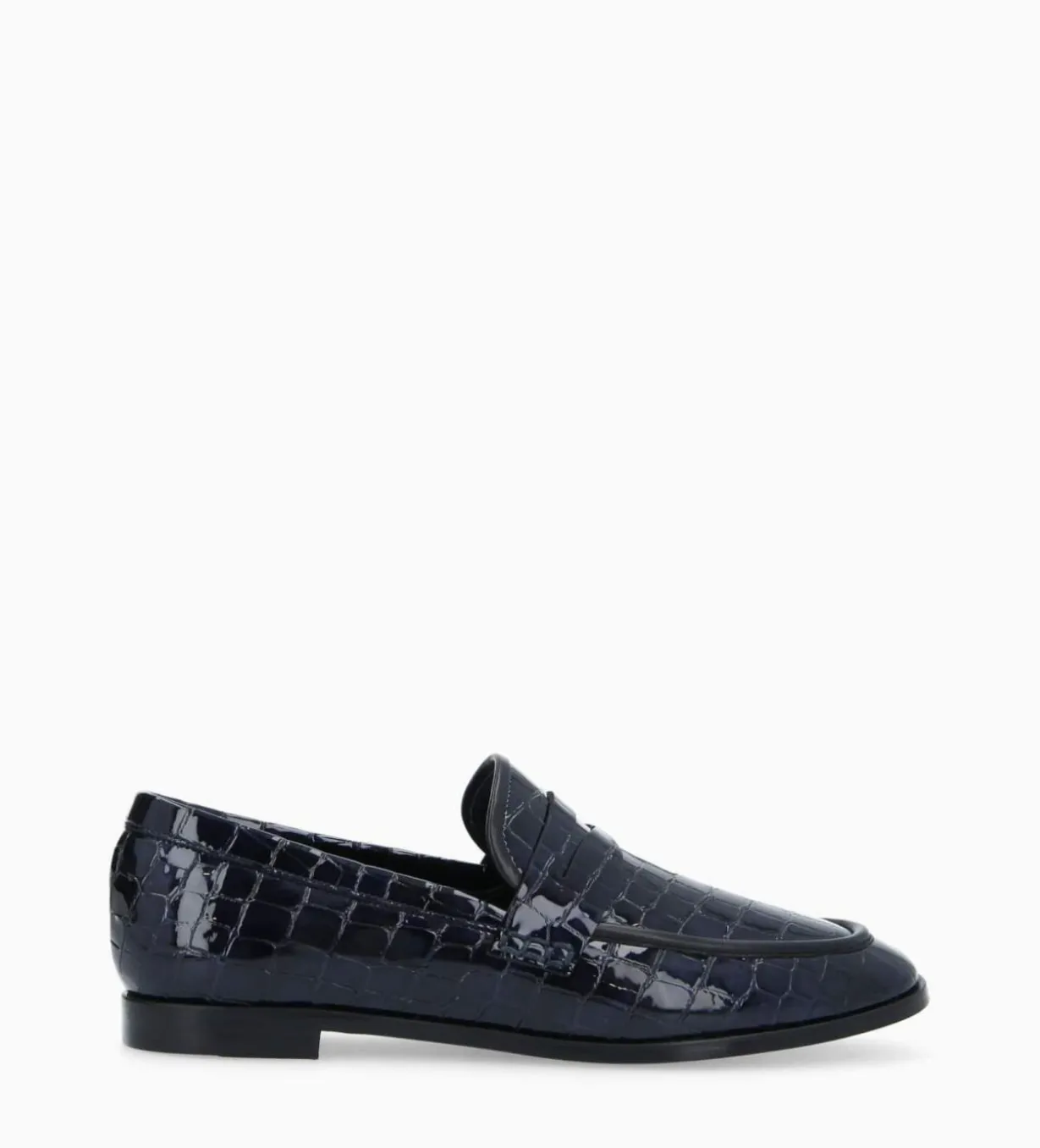 Mocassin - Anaïs - Cuir imprimé crocodile verni - Noir