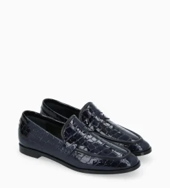 Mocassin - Anaïs - Cuir imprimé crocodile verni - Noir