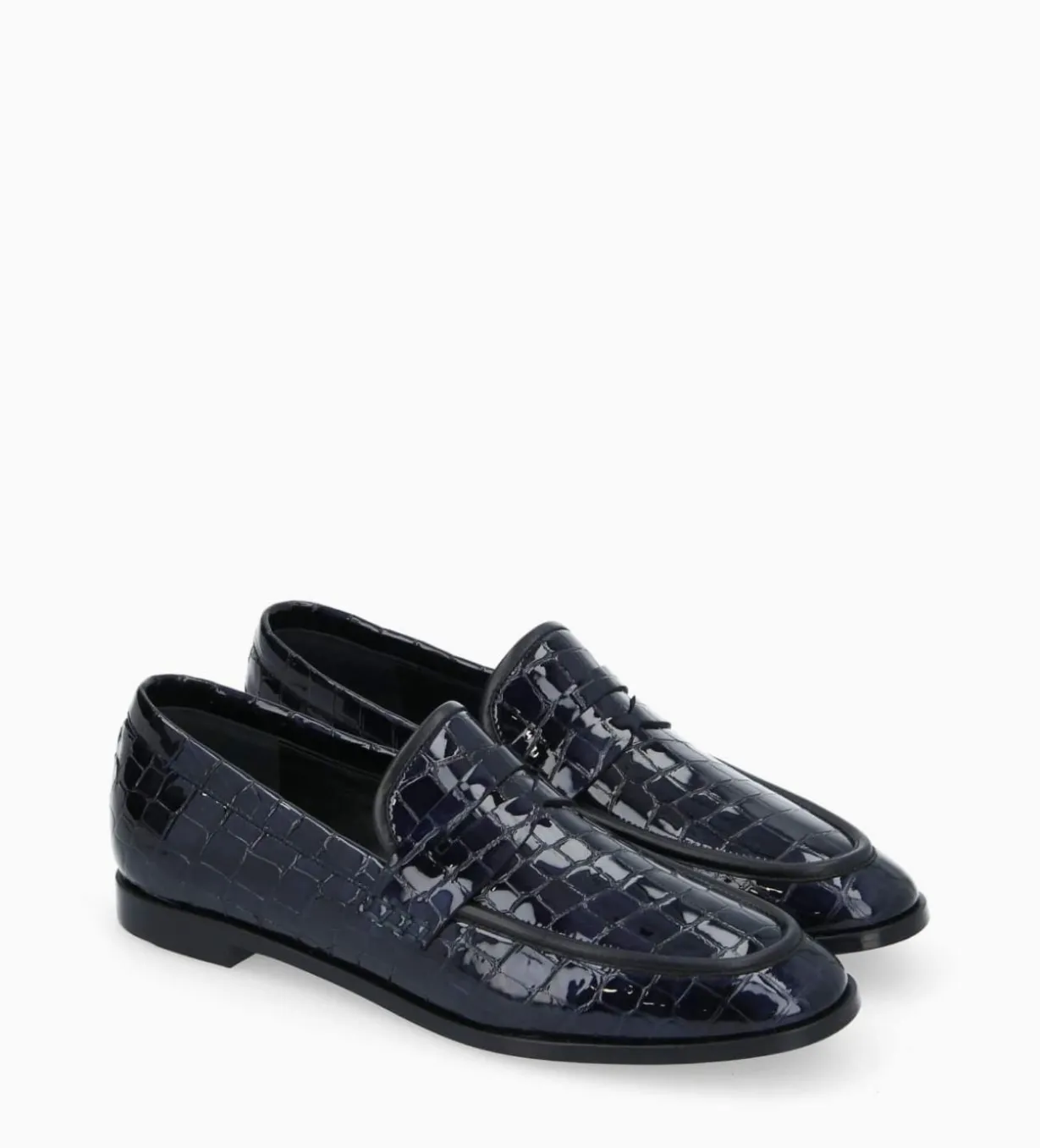 Mocassin - Anaïs - Cuir imprimé crocodile verni - Noir
