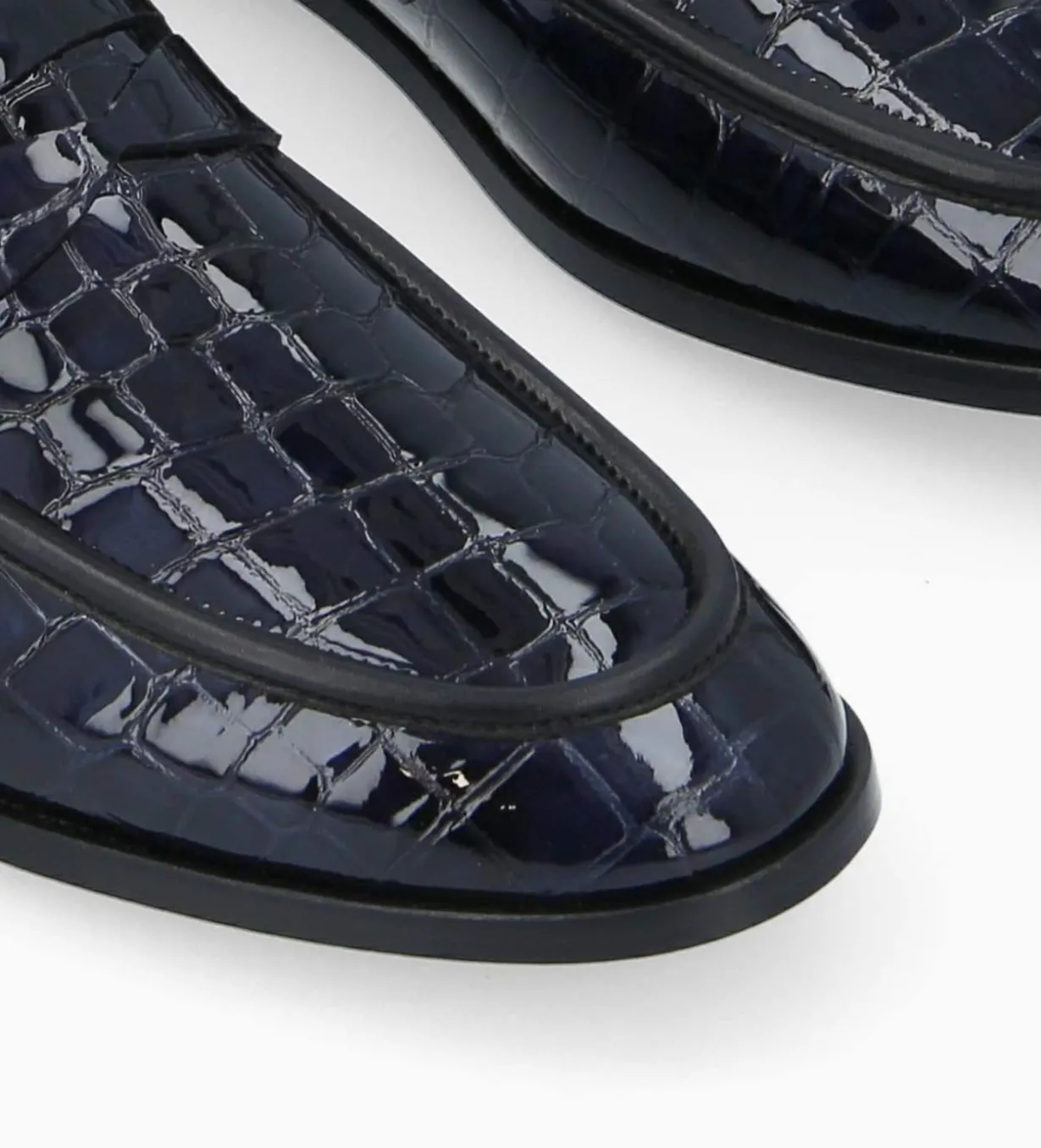 Mocassin - Anaïs - Cuir imprimé crocodile verni - Noir