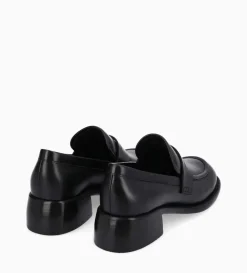 Mocassin à talon à bout carré - Anaïs 50 - Cuir de veau lisse brillant- Noir