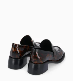 Mocassin à talon à bout carré - Anaïs 50 - Cuir vernis - Turtle