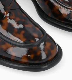 Mocassin à talon à bout carré - Anaïs 50 - Cuir vernis - Turtle