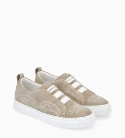 Sneaker - Panic - Cuir velours - Grège